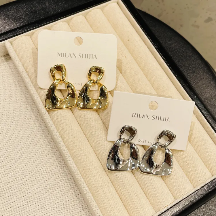 铜合金耳饰 马蹄吊坠原创设计欧美几何形耳环饰品轻奢经典小众