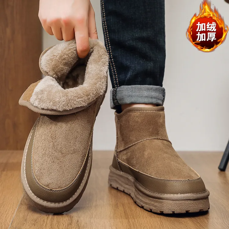 2025冬季雪地靴防滑青年保暖时尚雪地靴男士短靴加绒高帮鞋子