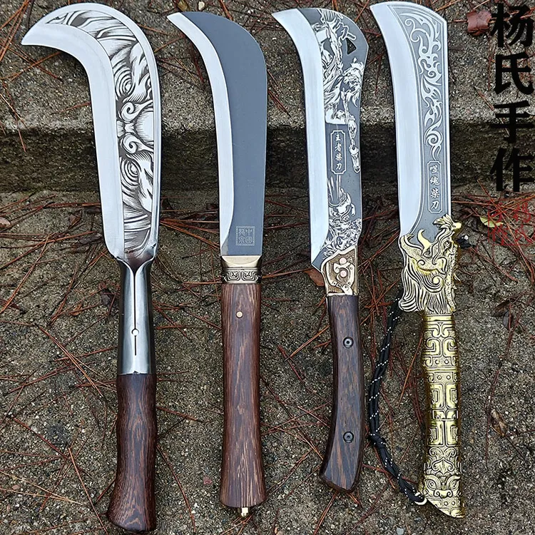 龙泉手工锻打砍柴刀高锰钢开路刀开路材刀砍树刀伐木刀柴刀赠皮套