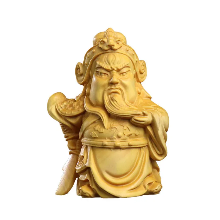 黄杨木Q版关二爷小摆件工艺品
