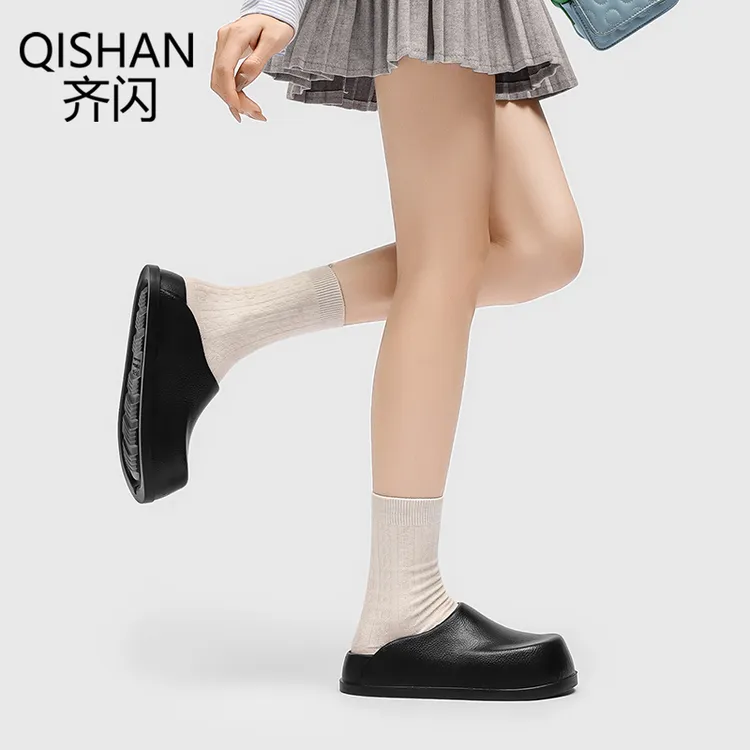 勃肯拖鞋2025新款秋冬季外穿增高包头拖懒人一脚蹬情侣款包头半拖