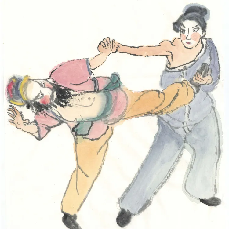 [神品]李兴杰神品国画戏曲人物醉打蒋门神经典作品1.2平尺加诗堂