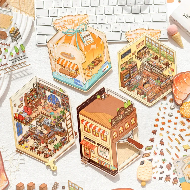 暮光翻盖版小店系列3D造景贴纸造景拼贴微缩场景diy贴纸手账贴纸