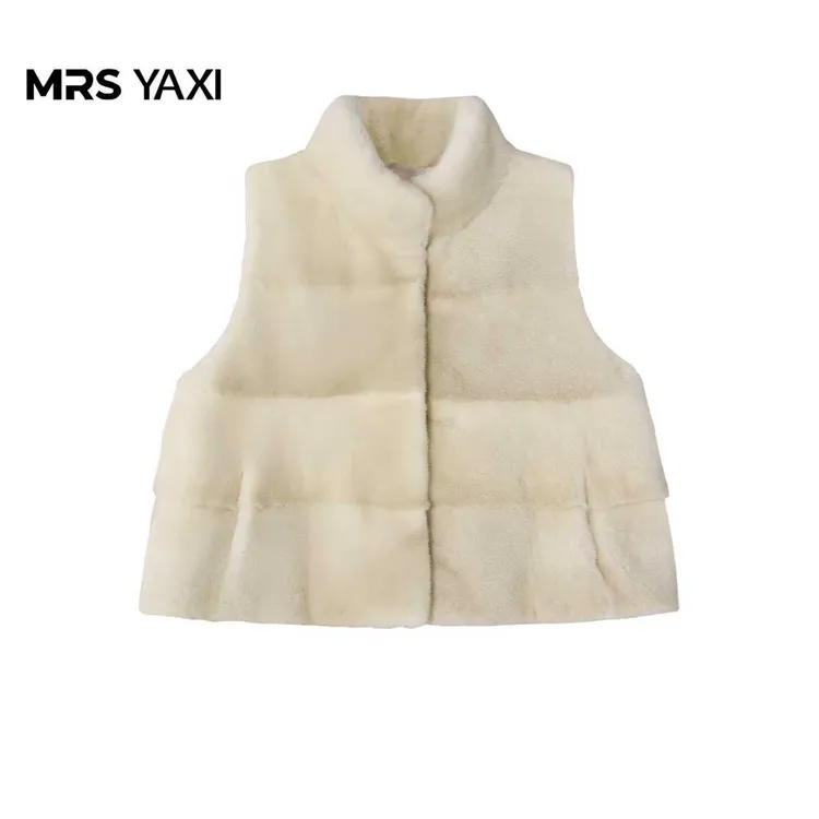 Mrsyaxi米黄外穿水貂皮草马甲YX5091103