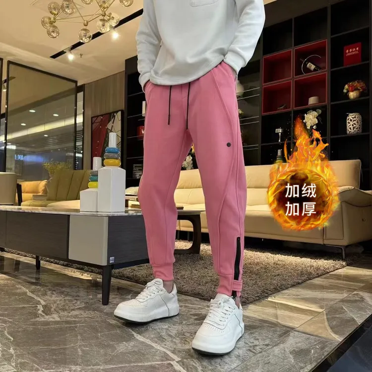 裤子男2024新年春款纽扣拉链修身显高休闲卫裤潮流百搭抽绳束腿裤