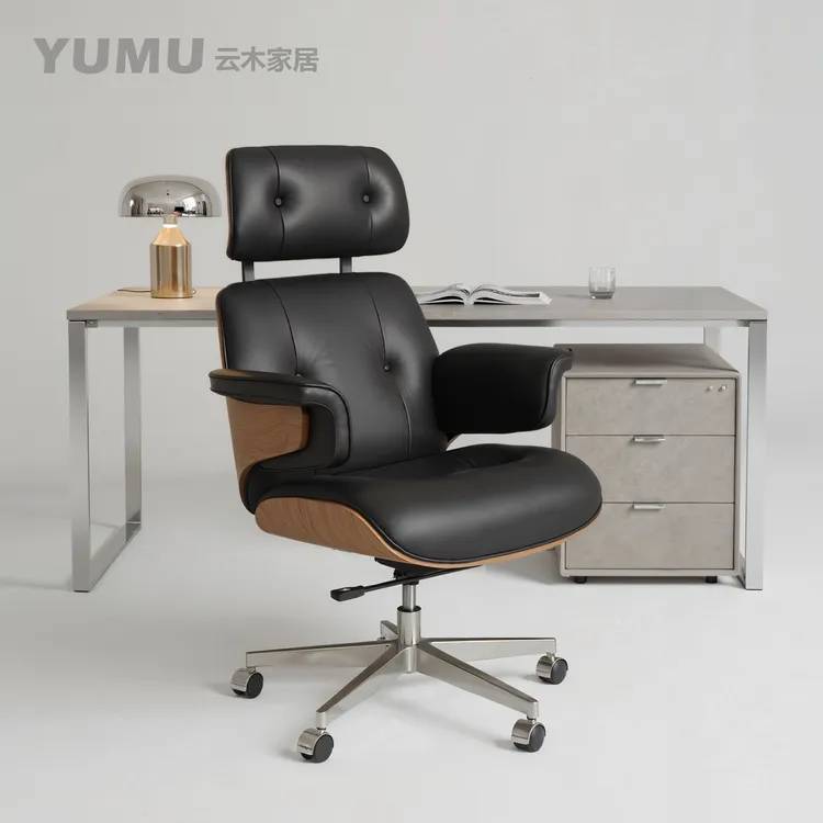 云木真皮老板椅舒适人体工学电脑椅适合办公书房使用商务办公椅