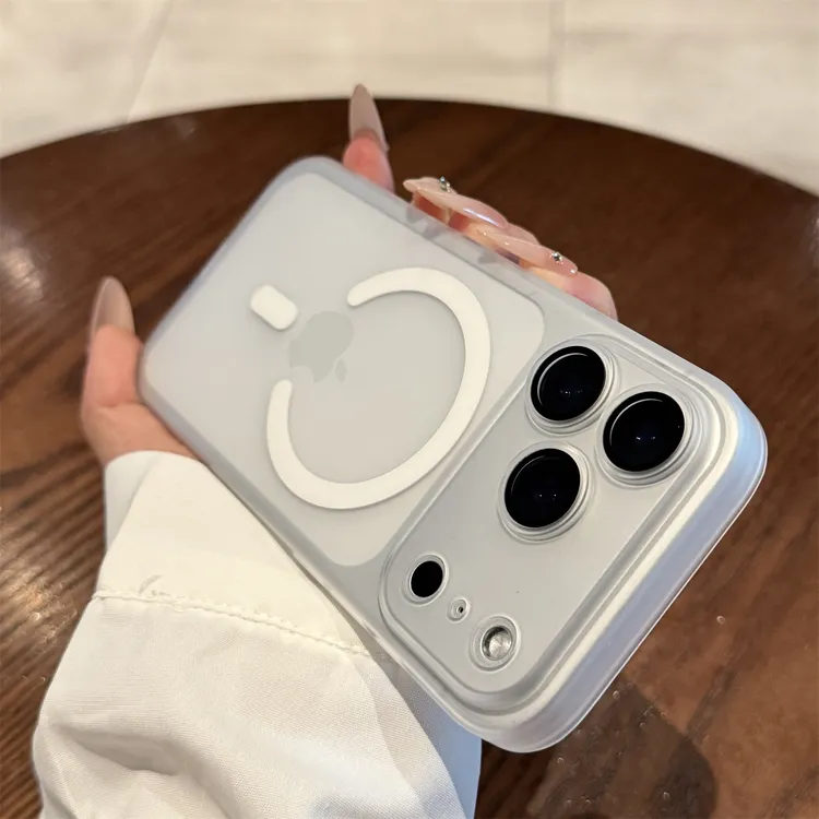 适用苹果17pro手机壳磁吸高级镜头全包防摔透明磨砂小众女款超薄