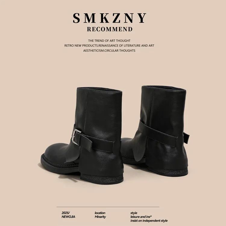 厚底小个子增高马丁靴女款2025新款秋季女鞋子百搭时尚英伦风短靴