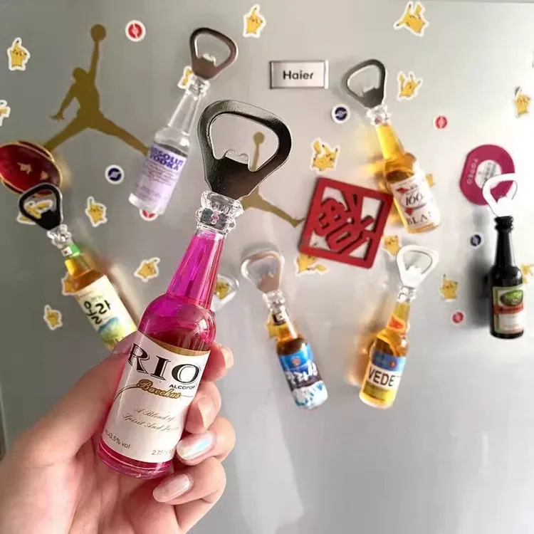 啤酒瓶开瓶器冰箱贴仿真啤酒起子红酒启瓶器立体创意磁贴开盖器子