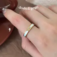 DODOGOGO 钛钢贝壳戒指 三颗星星戒指女气质轻奢百搭精致简约指环