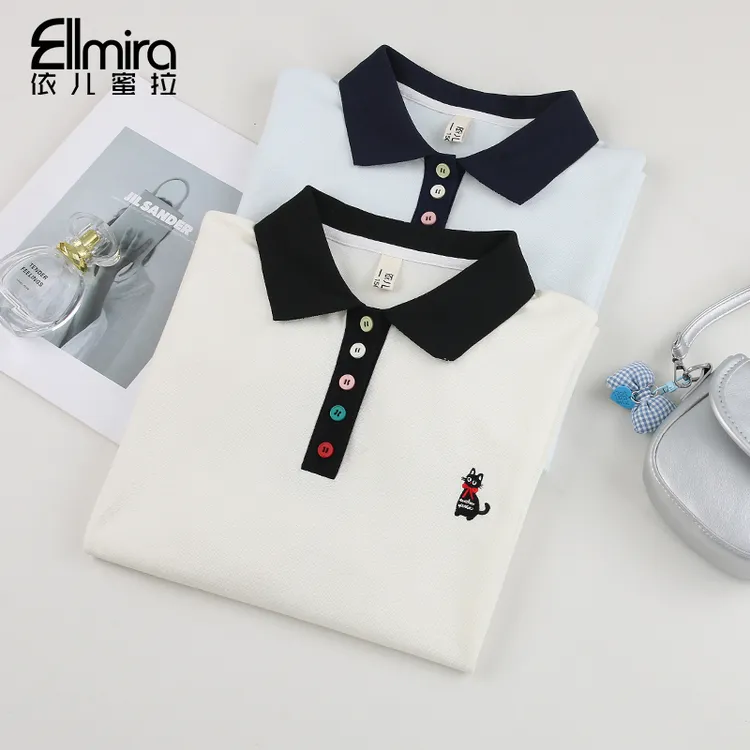9175女童t恤短袖POLO衫夏季上衣翻领宽松2025新款大童洋气学生薄 