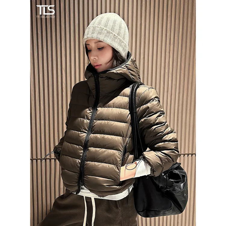 TT【排骨鹅】90国标白鹅绒气质横排连帽拉链修身排骨羽绒服Y5120