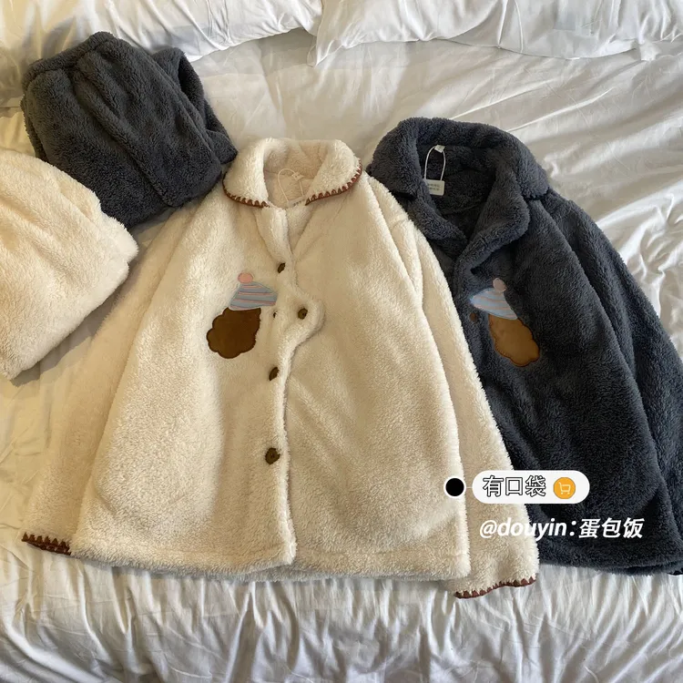 【发货超快】情侣睡衣腊肠狗冬季新款长毛绒加绒加厚保暖家居服套装