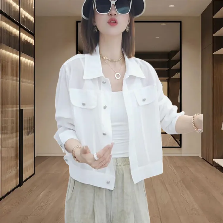 2025夏季新款女士韩系气质防晒衬衫爆款减龄独特别致长袖短款外套