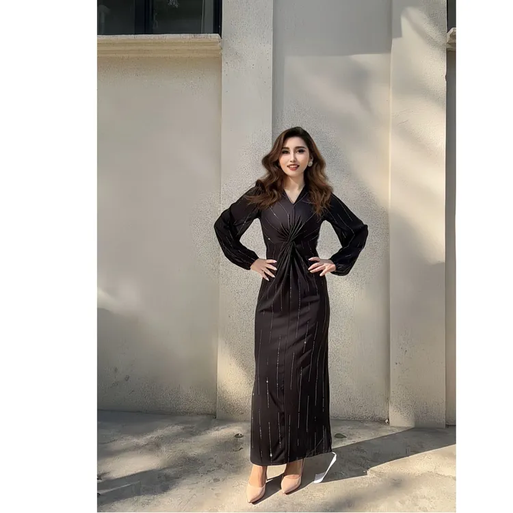 9869【包邮】新款时尚气质V领女装连衣裙