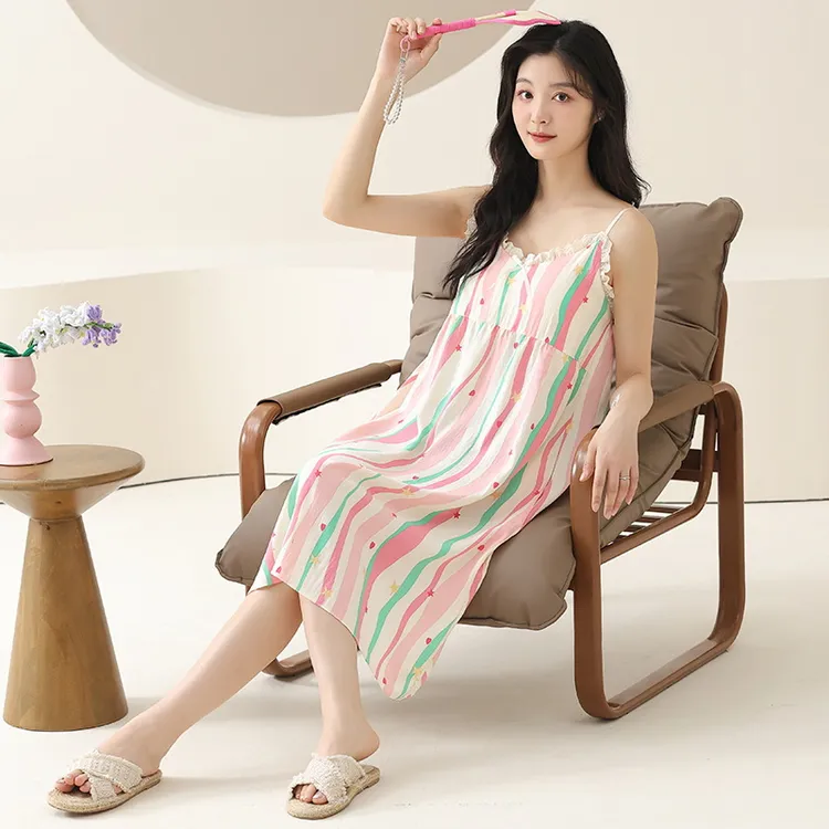 【2025新款】带胸垫睡裙夏季女款无袖吊带性感睡衣裙子夏天家居服