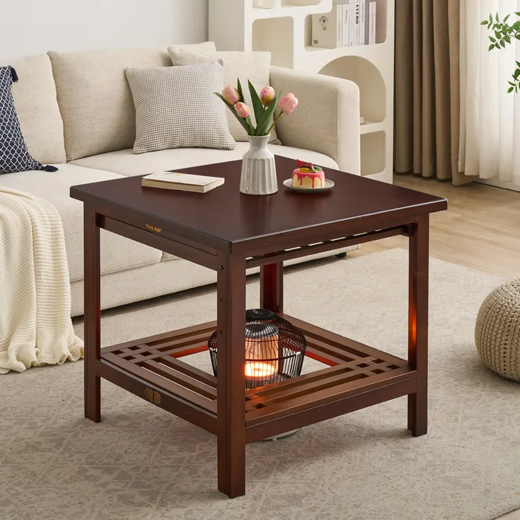 【一整套抽屉款】烤火桌子家用正方形楠竹简易折叠多功能取暖桌炕桌