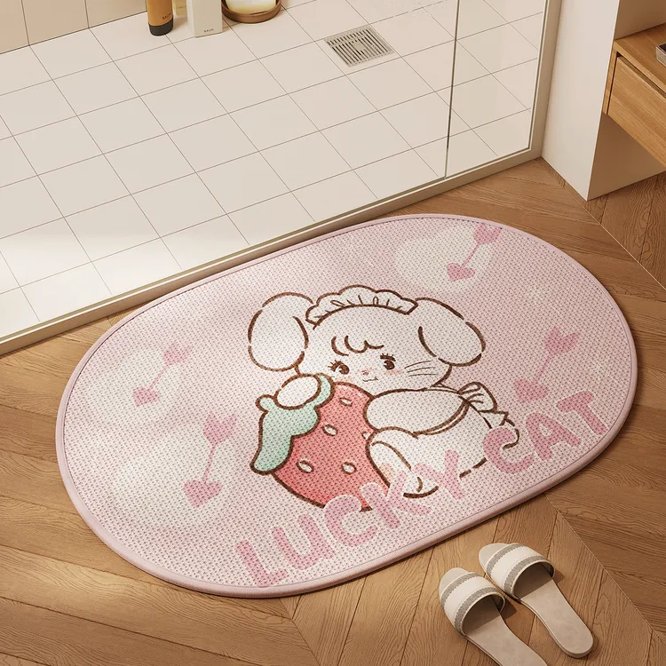 卫生间防滑垫卡通粉色厕所门口吸水速干脚垫耐磨耐脏免洗浴室地毯