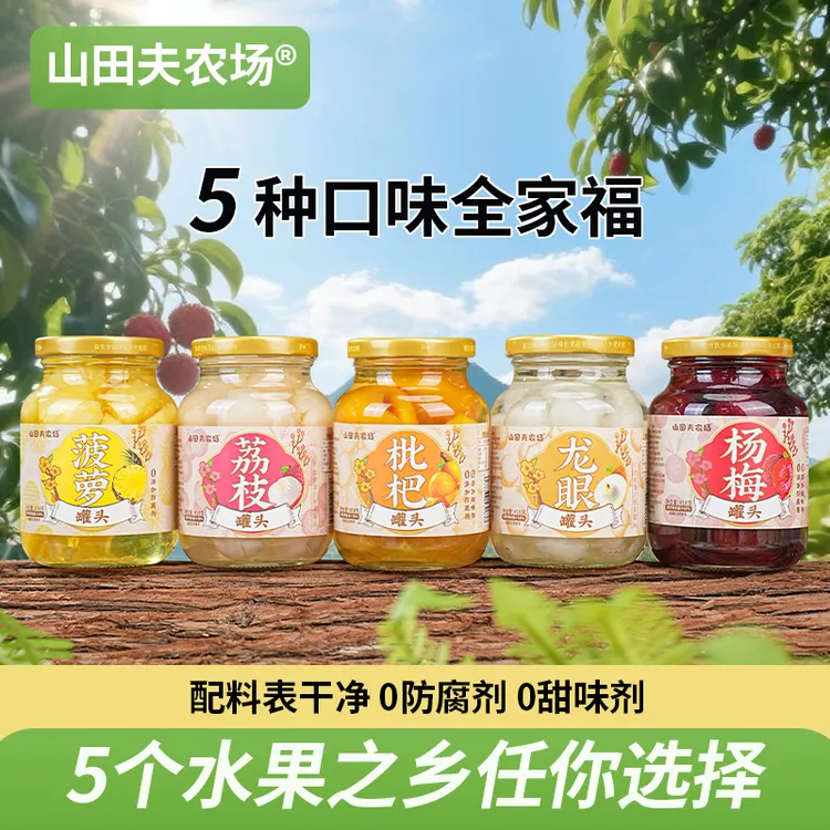 【5罐组合装】应季水果罐头整箱418g*4罐枇杷荔枝杨梅龙眼桂圆菠萝