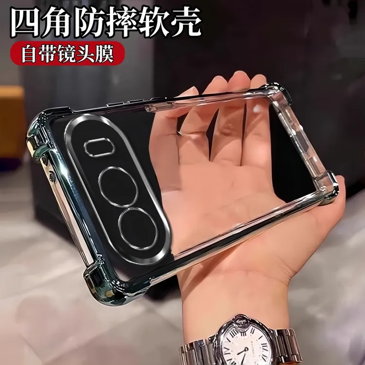 四角防摔全包镜头适用荣耀500pro手机壳电镀透明荣耀400pro保护壳