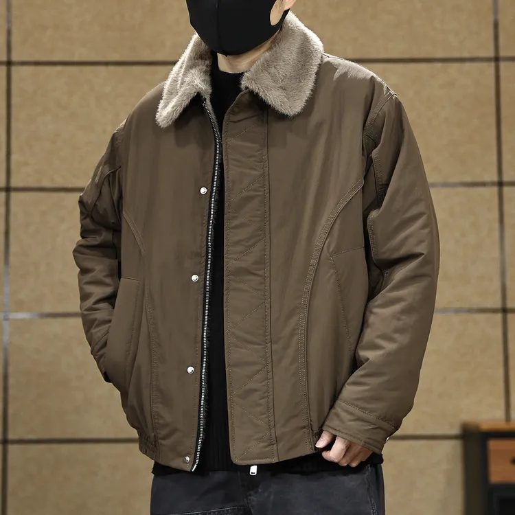 高端美式户外座山雕仿貂绒工装棉服男士棉衣冬季保暖加绒加厚外套