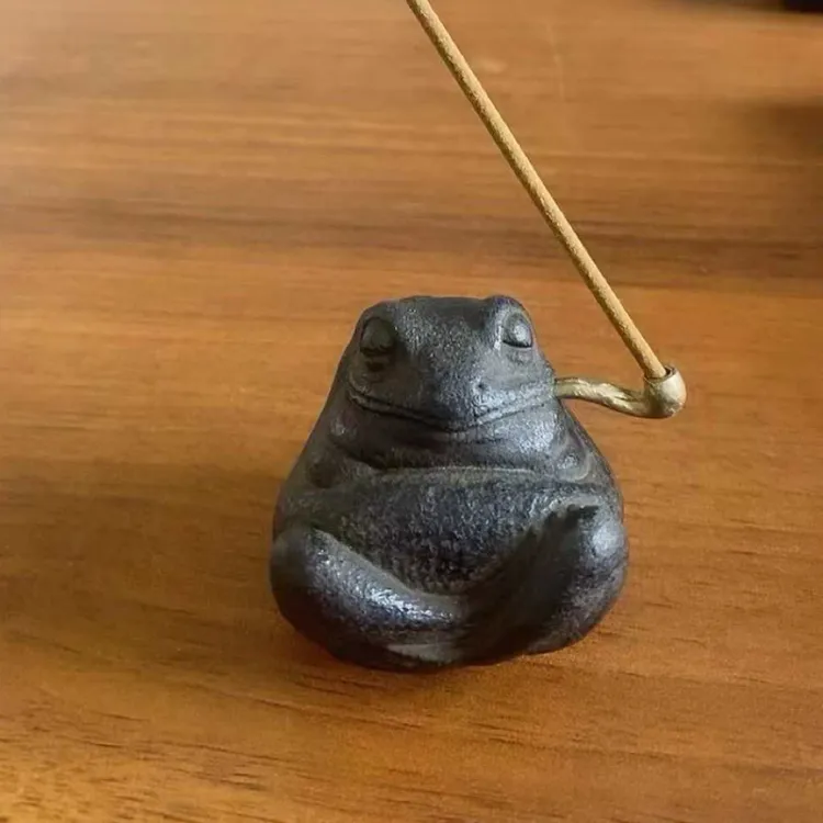 铁质纯手工实心小金蟾铜烟斗香叉