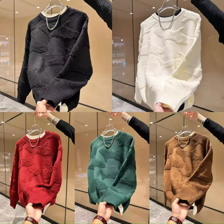 冬季新款纯色圆领套头动物图案厚款时尚百搭休闲潮流保暖男款卫衣