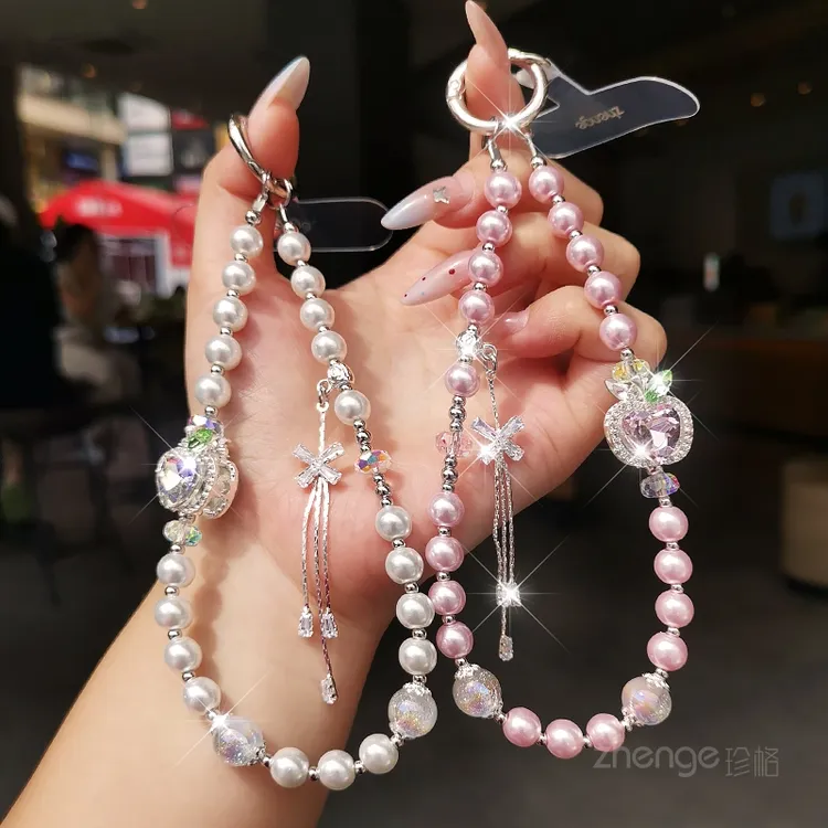 超好看精致手机链珍珠挂件ins小众高级感短款户外旅游防丢手提链