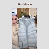 Innstudios「海盐蓝」连帽羽绒服马甲