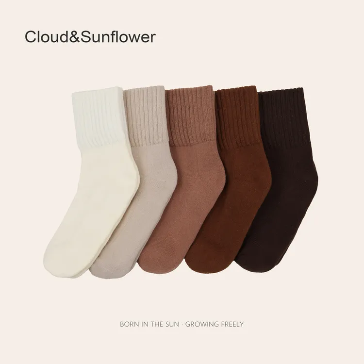 【Cloud&Sunflower】儿童加厚纯色袜子（五双装）1011
