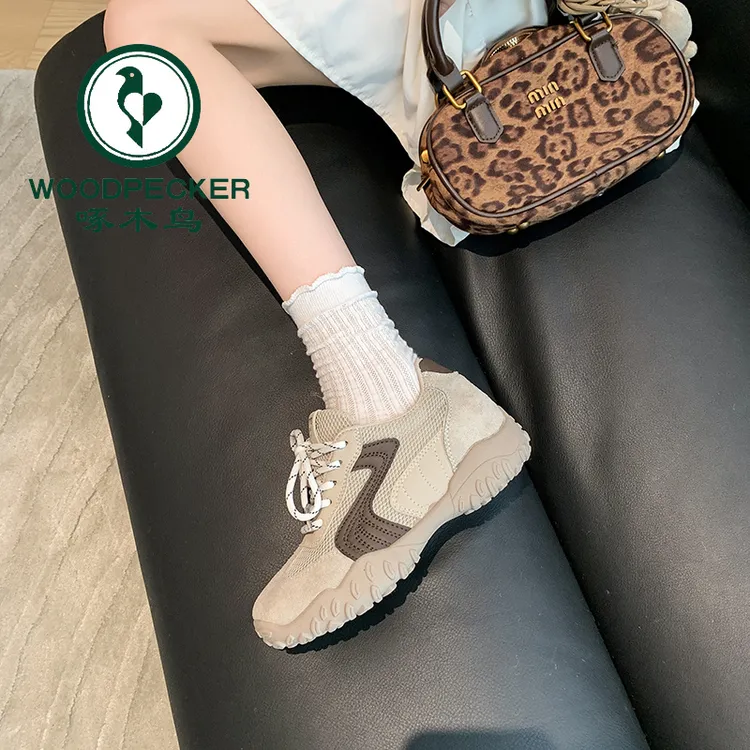 啄木鸟女鞋厚底德训鞋阿甘鞋增透气秋季2025新款韩版单鞋老爹鞋子