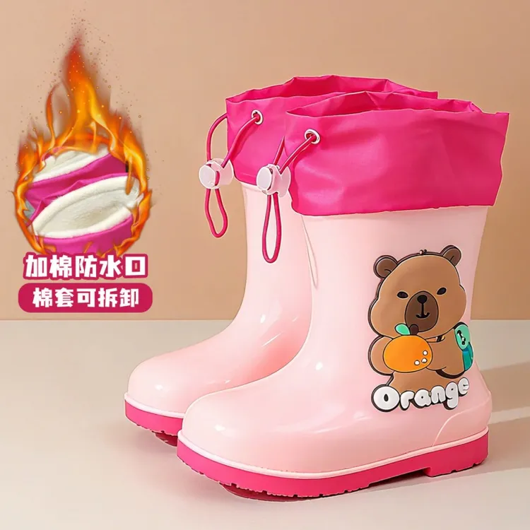 儿童雨鞋卡通雨靴可爱学生上学防水防滑耐磨软底舒适冬季保暖胶鞋
