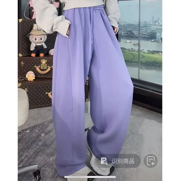 【绝绝紫】2025韩系秋季宽松休闲裤百搭卫裤松紧腰阔腿裤GHY0172