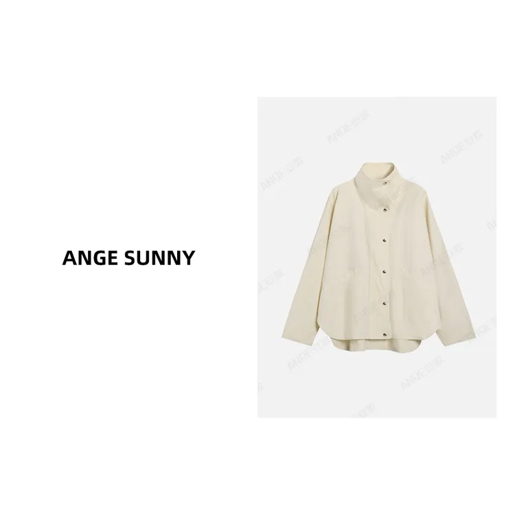 ANGE SUNNY【蝙蝠袖立领风衣】高级感气质休闲简约百搭风衣外套