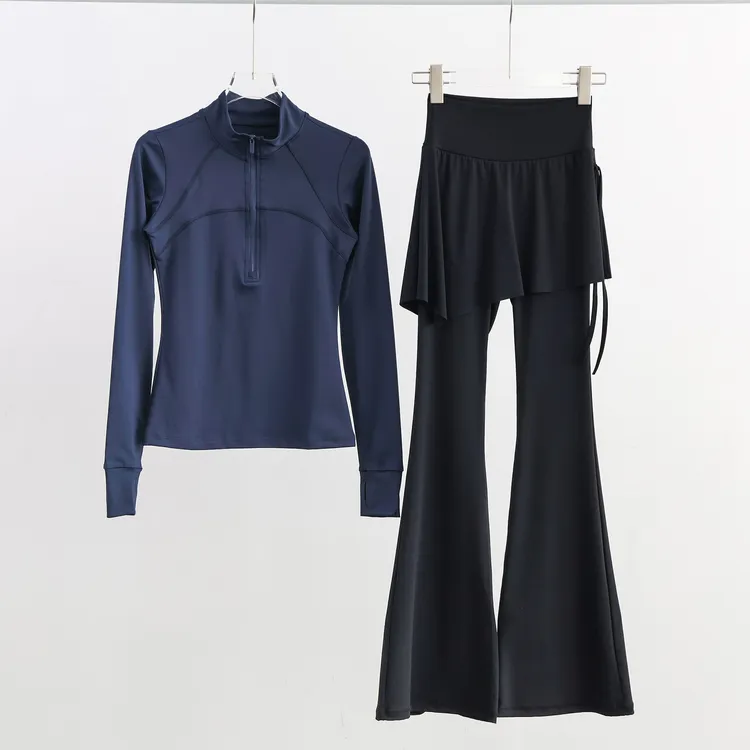 秋冬半拉链瑜伽服套装女新款时尚高级感专业速干立领健身服套装