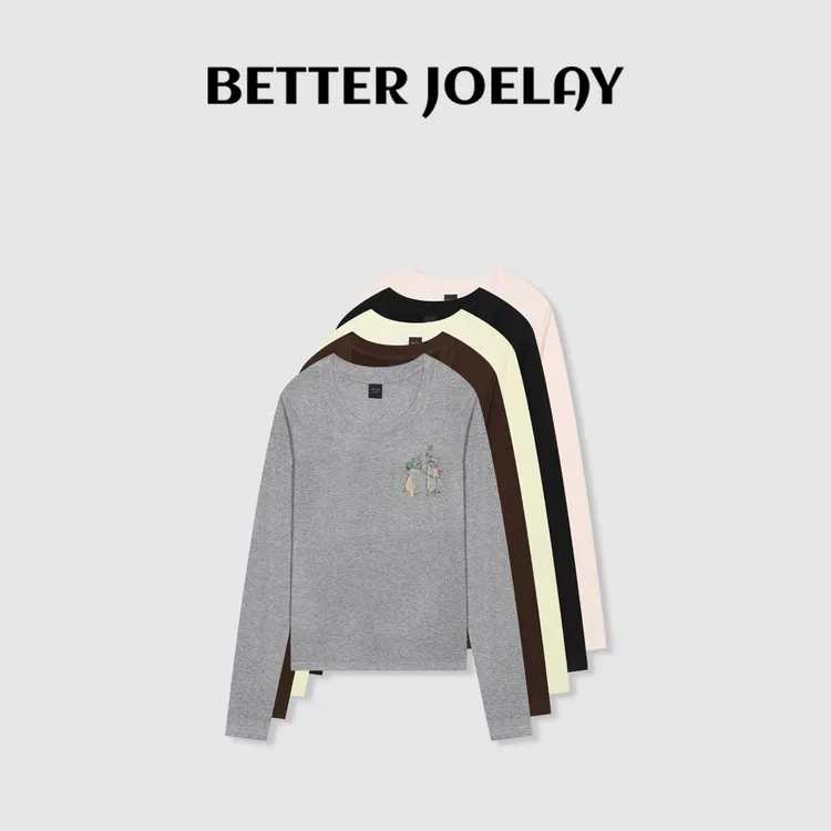 BETTER JOELAY-【舞动猫咪】时尚百搭简约T恤长袖潮流休闲风KH3583
