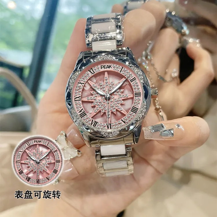 匹克时来运转手表女款爆款2025新款轻奢小众机械旋转石英表送女友