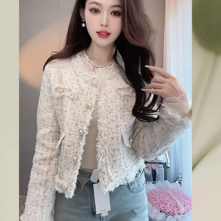 小香风外套女短款2025春秋新款白色高级感小个子气质名媛短款上衣