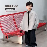 儿童秋装男童衬衫外套夹棉加厚2025秋冬季新款中大童日系休闲上衣