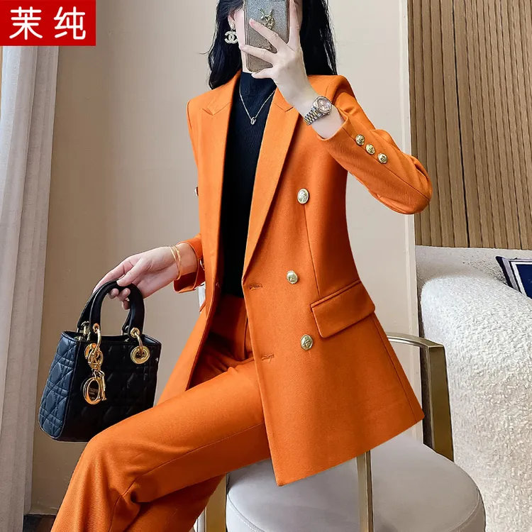 西装外套女2025新款正流行橘色女士西服高级感高端职业工作服洋气