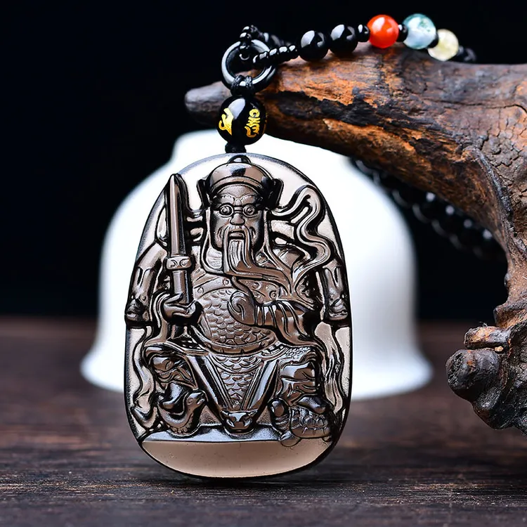 天然黑曜石真武大帝吊坠男女项链玄天上帝挂件生肖道家吉祥物吊坠
