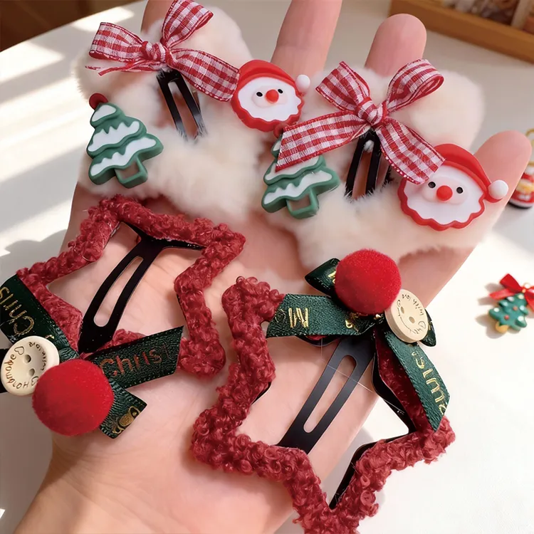 简约风网红BB夹喜庆女童边夹复古宫廷头饰发夹可爱