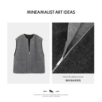 MINEAMALIST ART IDEAS秋冬圆领宽松双口袋两面穿羊毛马甲4725M