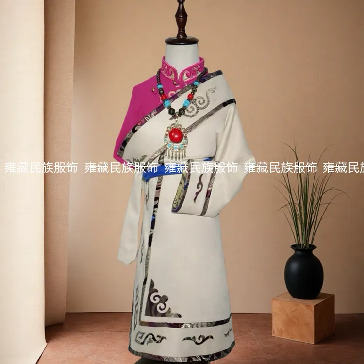 新款女童高档皮藏袍外搭中国风藏式长款藏衣跳舞康巴藏装