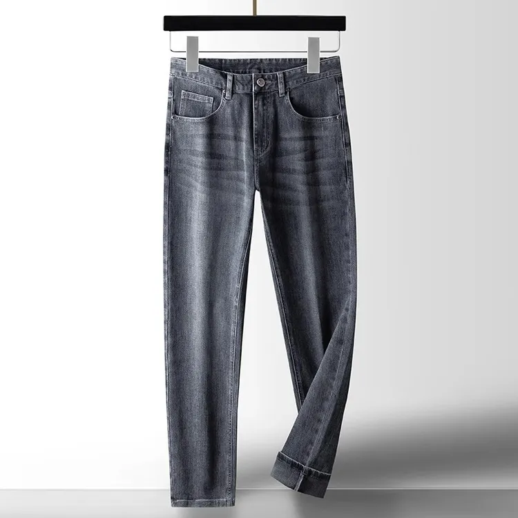 博利凯葆碟春夏季新款高端商务休闲裤男士潮流弹力宽松直筒牛仔裤