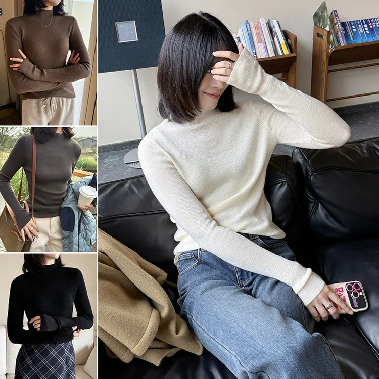 温柔陷阱4色打底衫 细腻有弹舒适不束缚 半高领修身好搭配F2442