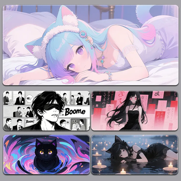 超大鼠标垫电竞动漫游戏电脑键盘垫子家用办公定制锁边桌面垫加厚
