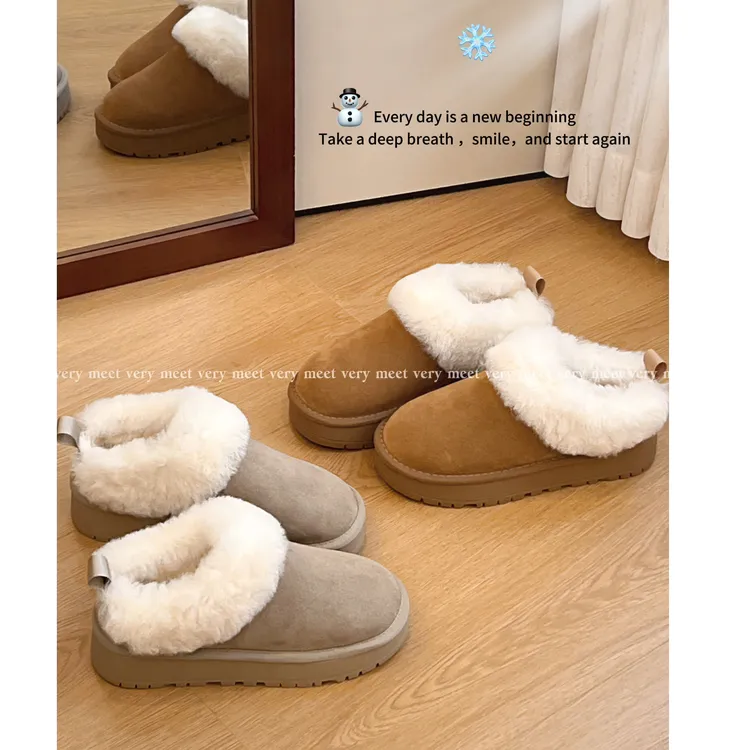 【塔茨勒】2025年新款雪地靴女低帮短款加绒棉鞋冬外穿保暖棉拖鞋