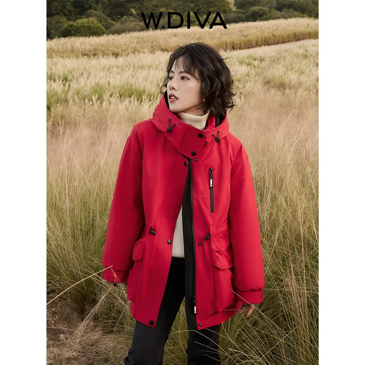 W.Diva【山野】男女同款90大朵白鹅绒内胆可拆卸羽绒服54C183405