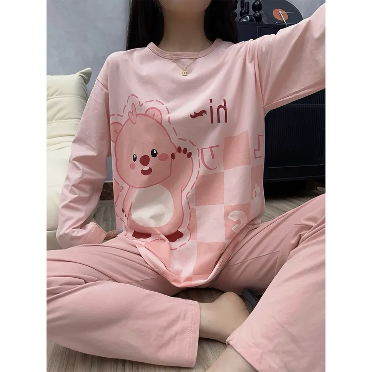 粉色露比睡衣春秋季长袖新款可爱风秋天可外穿少女秋冬家居服套装